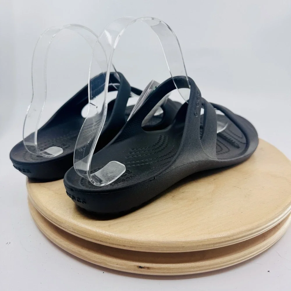 Crocs Kadee II Sandals Shoes Women's 7 Black Summer Casual Comfort Slip On NEW